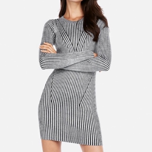 Express Striped Long Sleeve Sweater Dress - Picture 2 of 8